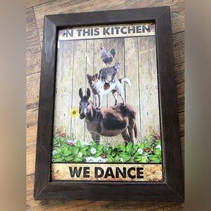 Funny Animal Sign In This Kitchen We Dance Picture, Donkey Dog Cat Chicken Farm
